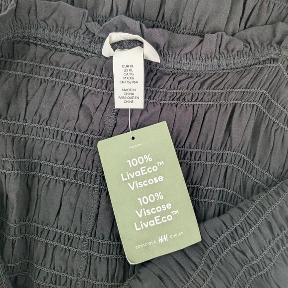 H&M Smocked bodycon Mini Dress Women Size XL Ruffle Ruched Y2K Cocktail Coquette - Picture 8 of 10